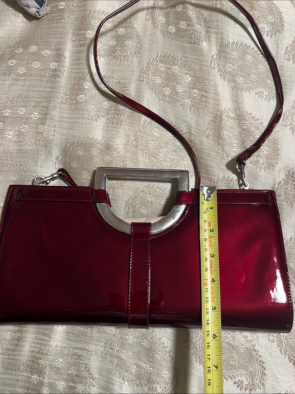 Stuart Weitzman Patent Leather Shoulder Bag - Fire Quasar Red - Picture 4 of 5